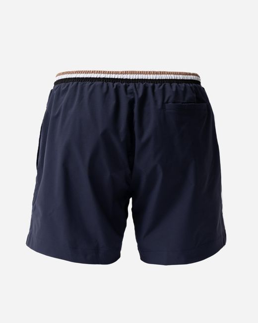 Boss Blue Isle Ripstop-Fabric Swim Shorts With Contrast Logo for men