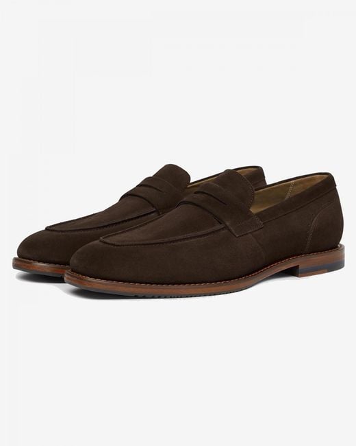 Oliver Sweeney Brown Buckland Suede Penny Loafers for men