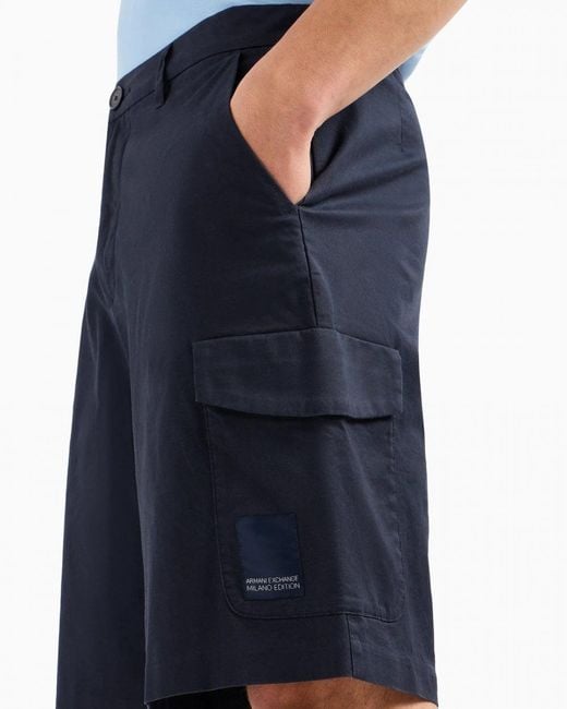 Armani Exchange Blue Milano Edition Cargo Shorts for men