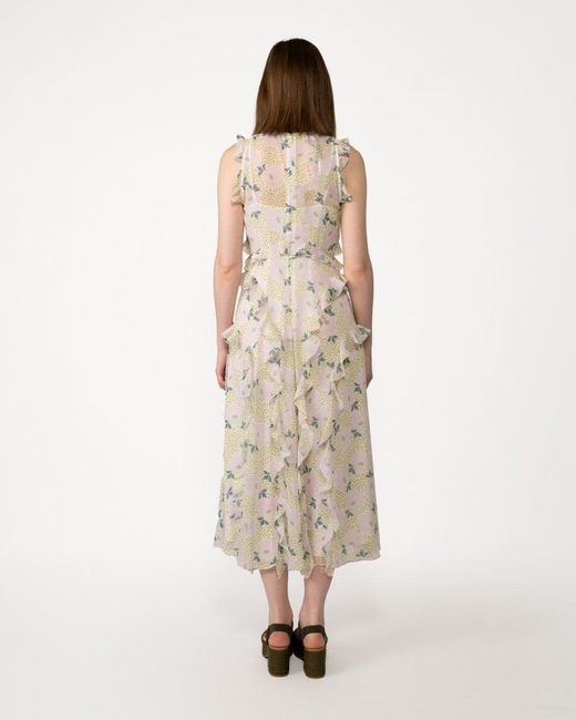Ted Baker White Calinia Daisy-print Ruffled Recycled-polyester Midi Dress