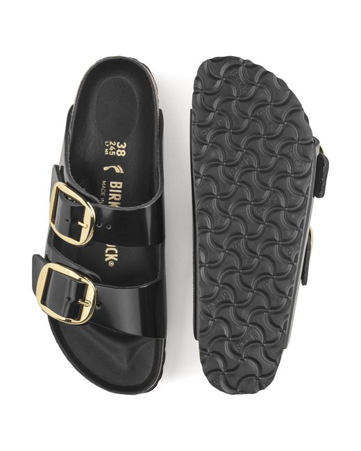 Birkenstock Black Arizona Big Buckle Patent Leather Sandals