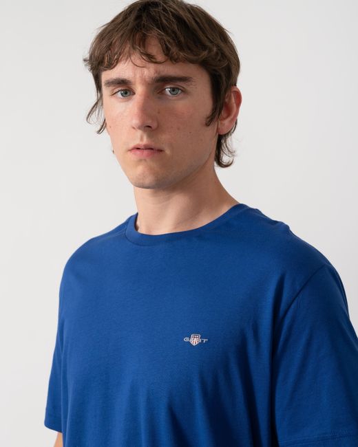 Gant Blue Regular Fit Short Sleeve Shield Logo T-Shirt for men