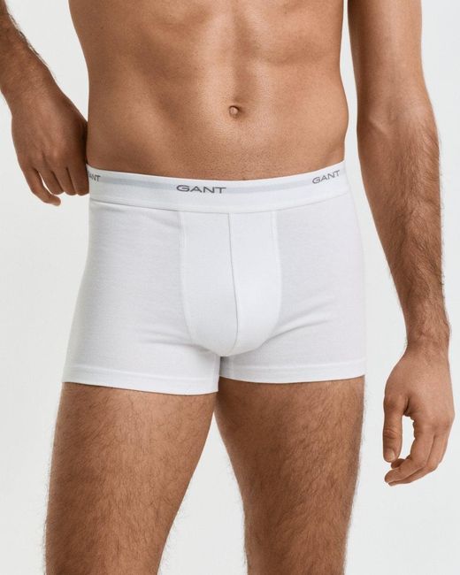 Gant White 3-Pack Core Trunks With Logo Waistband for men