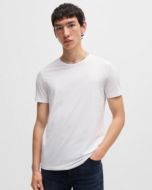 HUGO White Round Two-Pack Of Slim-Fit T-Shirts for men