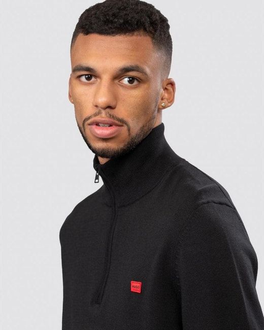 HUGO Black San Quintus-C 1/4 Zip Pullover Size: L for men