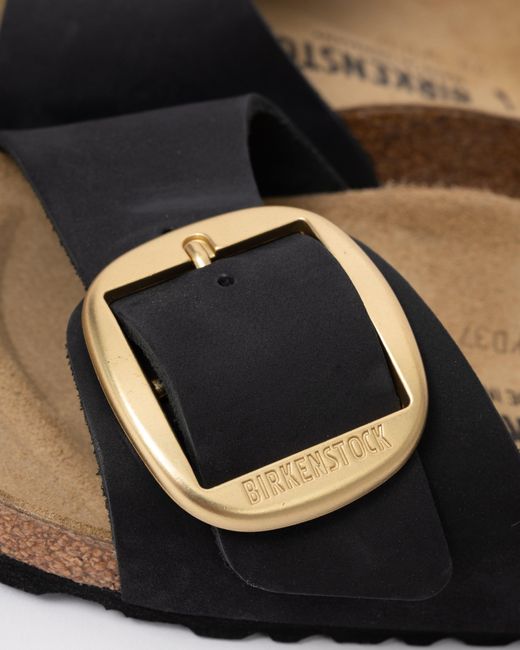 Birkenstock Black Madrid Big Buckle Nubuck Leather Sandals