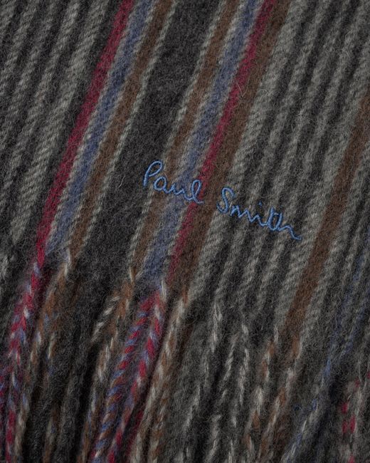 Paul Smith Gray Trent Stripe Scarf for men