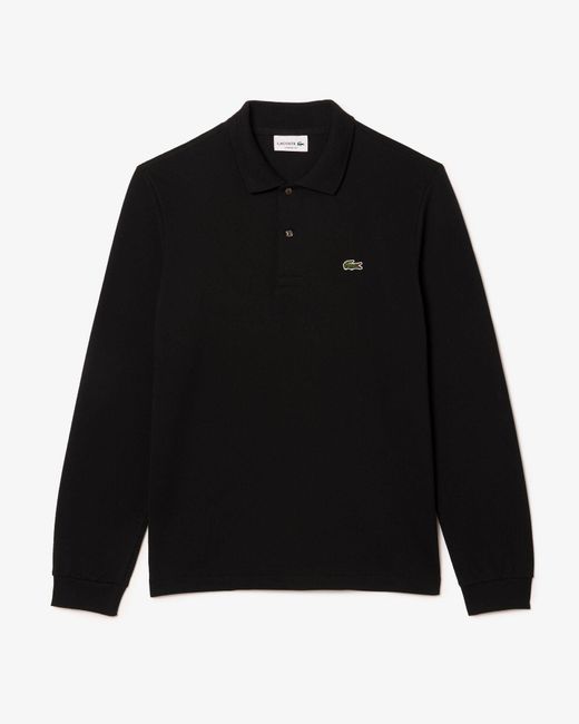 Lacoste Black Original.12.12 Long Sleeve Cotton Polo Shirt for men
