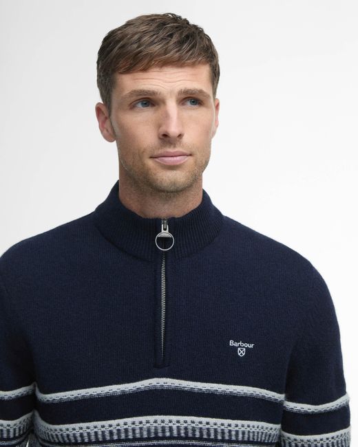 Barbour Blue Kepwick Half Zip Jumper for men