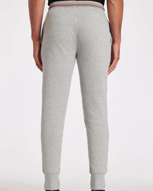 Paul Smith Gray Cotton Jersey Lounge Pants With Artist Stripe Waistband for men