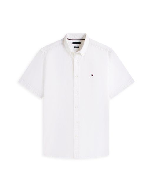 Tommy Hilfiger White Core Flex Poplin Solid Short Sleeve Shirt for men
