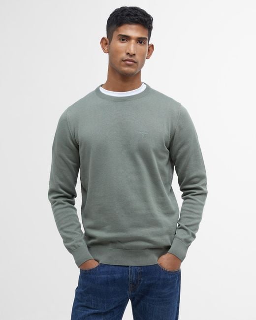 Barbour Gray Pima Cotton Crew Sweatshirt for men