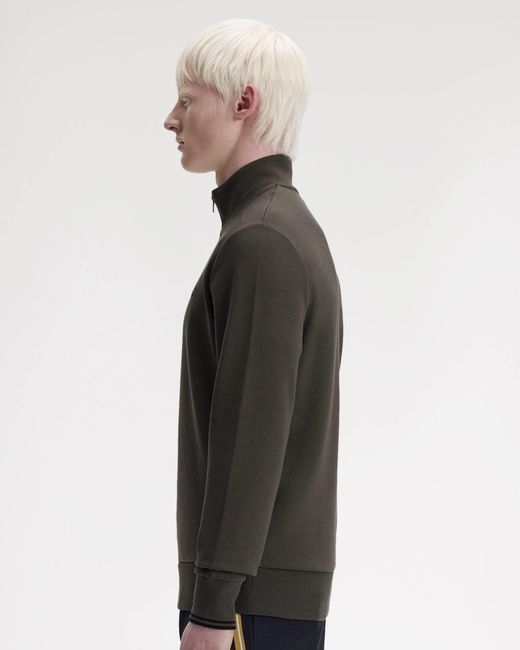 Fred Perry Gray Half Zip Sweatshirt for men