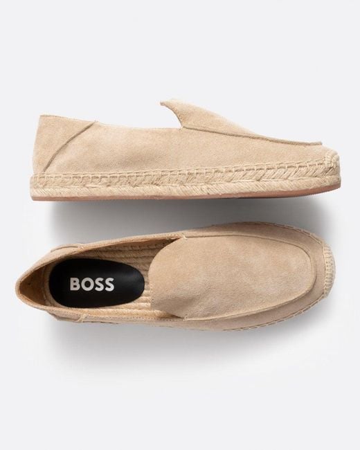 Boss Natural Madeira Slip-on Suede Espadrilles With Jute Sole for men