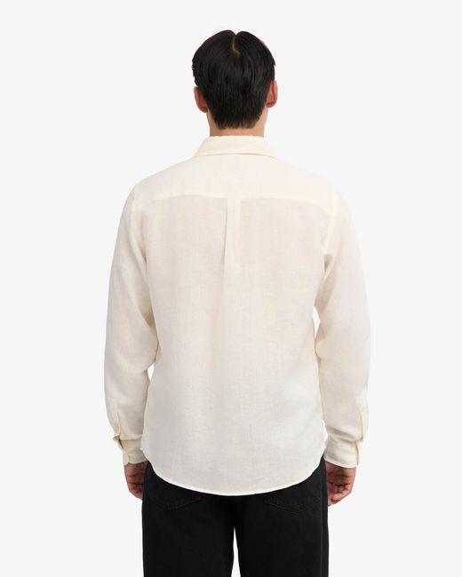 COLORFUL STANDARD White Long Sleeve Linen Shirt for men