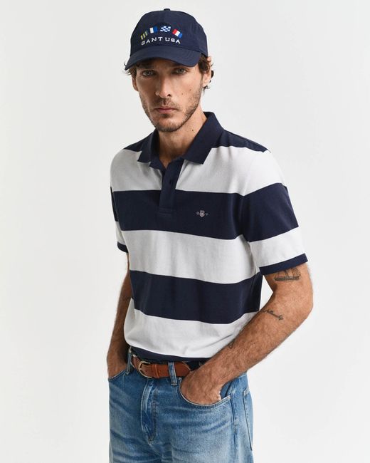 Gant Blue Block Stripe Polo for men