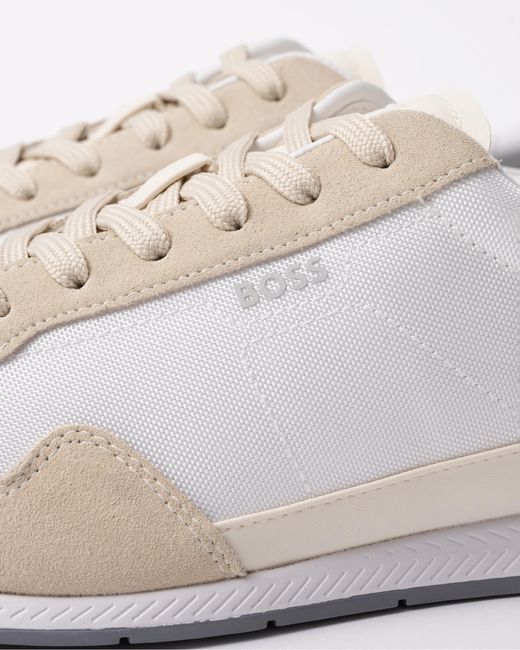 Boss White Ttnm Evo Runn Mesh Upper Trainers for men