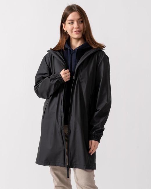 Rains Black Long Storm Breaker Jacket Size: L