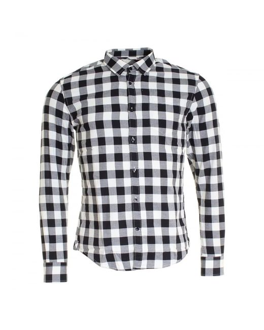 black and white buffalo check men's shirt