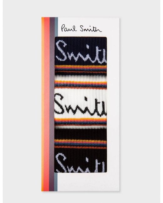 Paul Smith Black 3-Pack Sports Socks for men