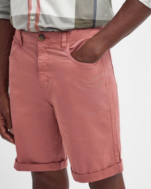 Barbour Red Overdyed Twill Shorts for men