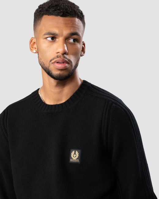 Belstaff Blue Watch Crew Neck Jumper With Logo Patch for men