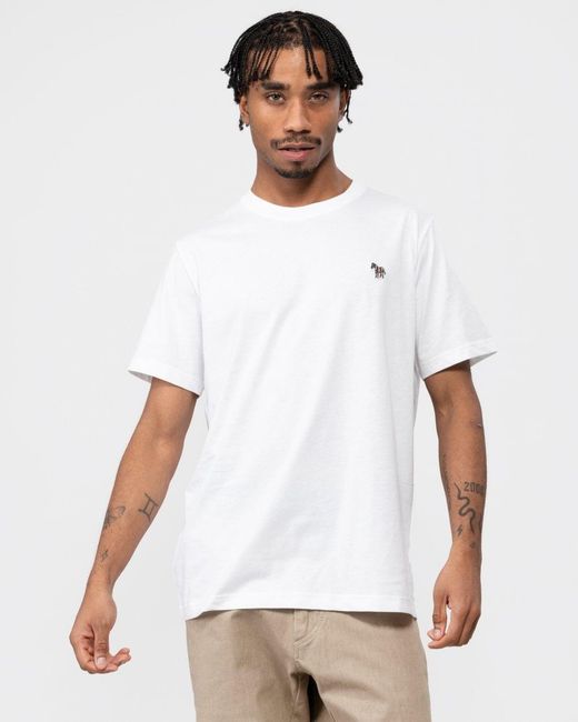 Paul Smith White Ps Regular Fit Short Sleeve Zebra Logo T-Shirt for men