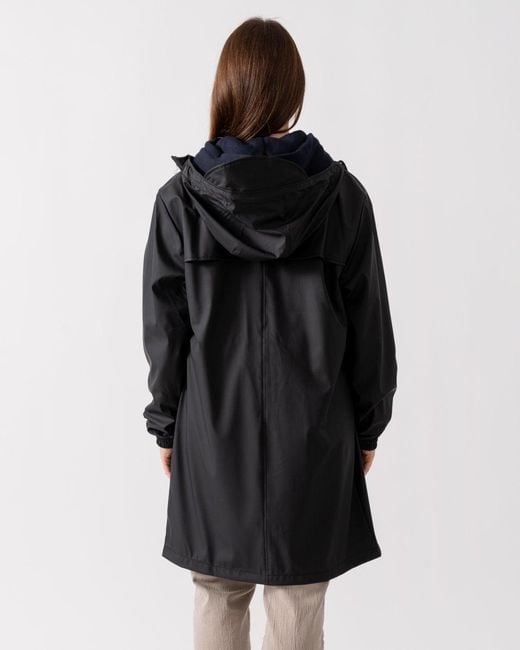 Rains Black Long Storm Breaker Jacket Size: L