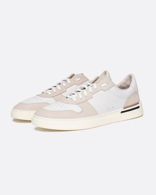 Boss White Clint Cupsole Lace-up Trainers In Leather And Suede for men