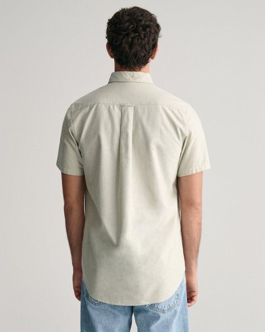 Gant Gray Regular Fit Short Sleeve Oxford Shirt for men