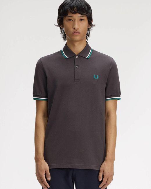 Fred Perry Gray Twin Tipped Signature Polo Shirt for men