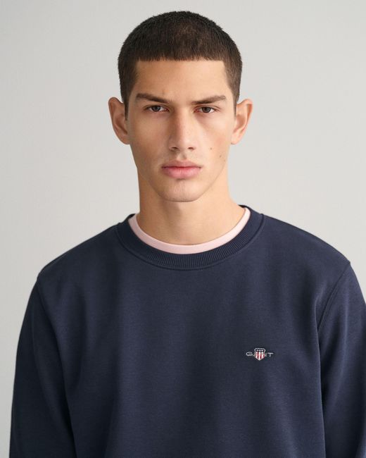 Gant Blue Regular Fit Shield Logo Crew Neck Sweatshirt Size: M for men