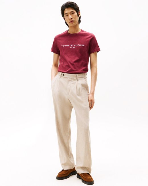 Tommy Hilfiger Red Tommy Logo Basic T-Shirt for men