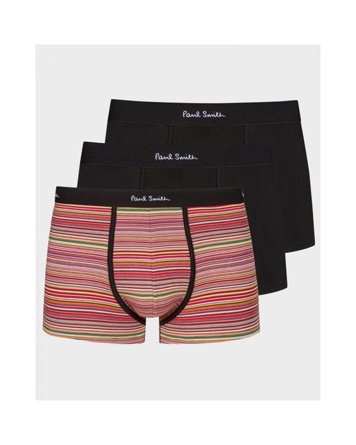 Paul Smith Multicolor Organic-cotton Black/mixed Stripe Boxer Briefs Three Pack for men