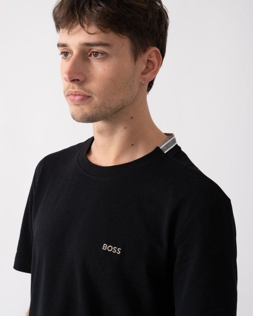 Boss Black Taddy Cotton Piqué T-shirt With Oxford-jacquard Back Collar for men