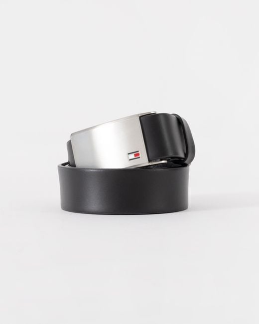 Tommy Hilfiger Black Th Plaque Adjustable Belt 3.5Cm for men