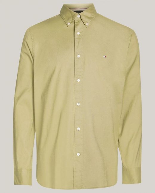 Tommy Hilfiger Green Flex Poplin Long Sleeve Shirt for men
