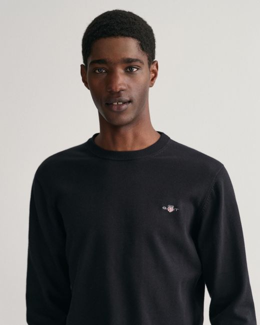 Gant Blue Classic Cotton Crew Neck Jumper for men