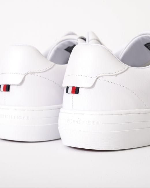 Tommy Hilfiger White Premium Dress Nappa Leather Cupsole Trainers for men