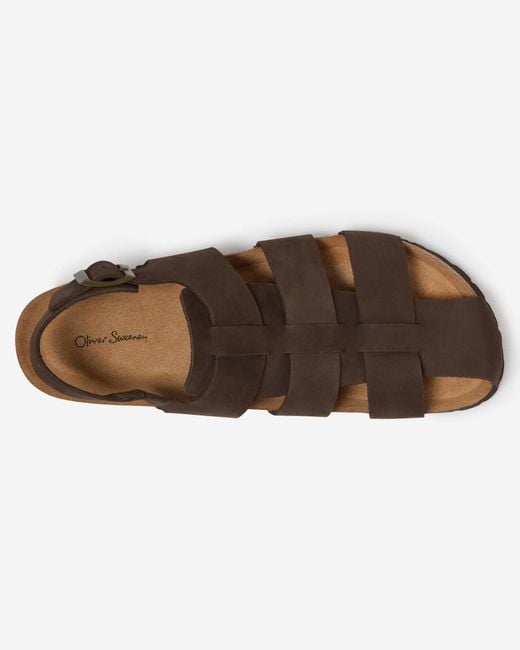 Oliver Sweeney Brown Astorga Calf Leather Fisherman Sandals for men