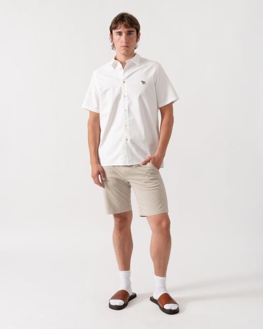 Paul Smith White Ps Casual Fit Short Sleeve Zebra Badge Shirt for men