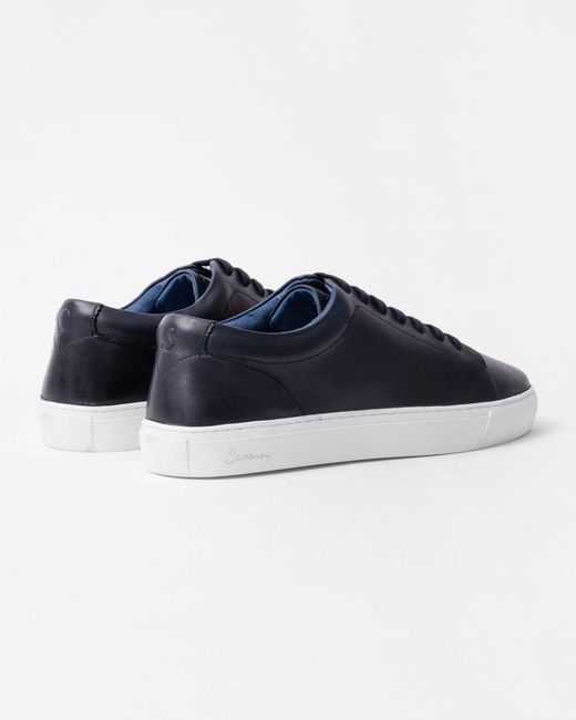 Oliver Sweeney Blue Hayle Antiqued Calf Leather Trainers for men