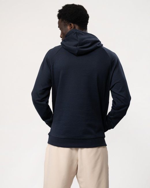 Boss Blue Cotton Terry Regular Fit Loungewear Hoodie With Double Monogram Logo for men