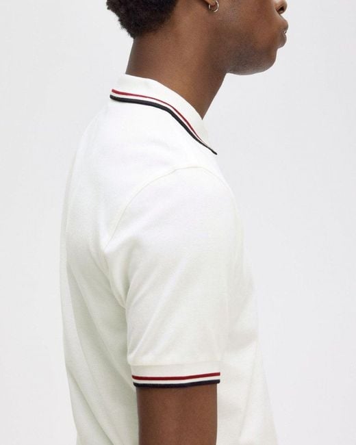Fred Perry White Twin Tipped Signature Polo Shirt Nos for men