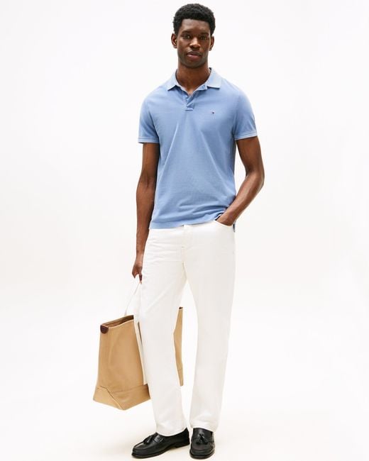 Tommy Hilfiger Blue Garment Dyed Regular Fit Polo for men