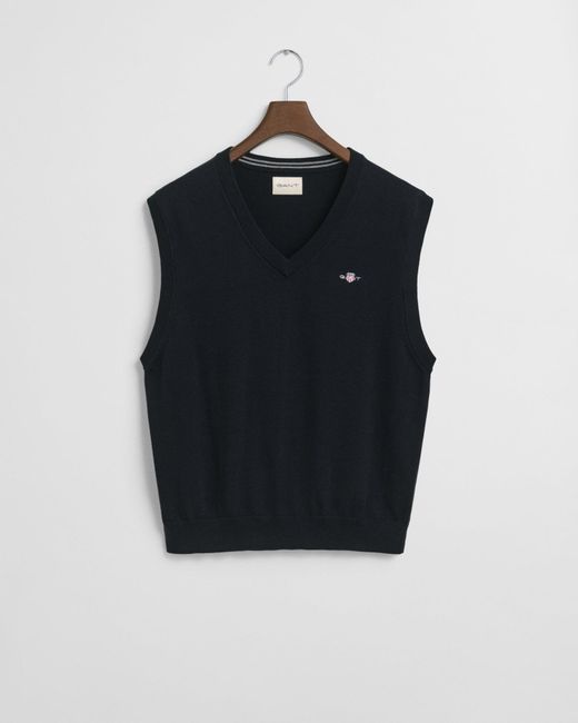 Gant Black Classic Cotton Knit Vest for men