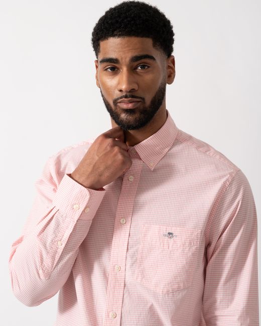 Gant Pink Regular Fit Classic Poplin Gingham Shirt for men