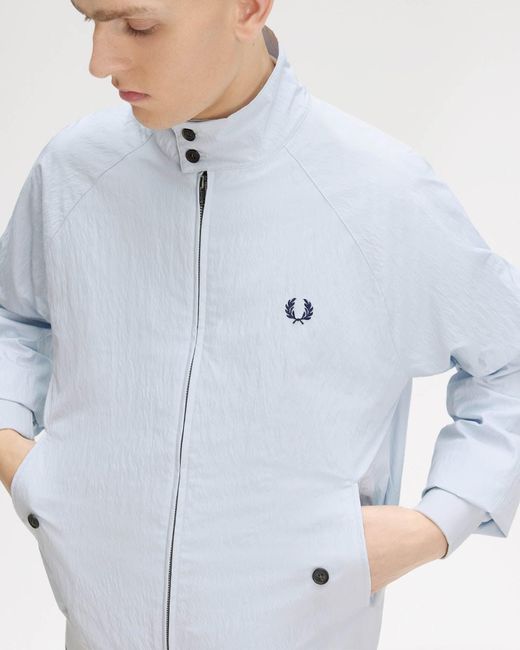 Fred Perry Blue Crinkle Harrington Jacket for men