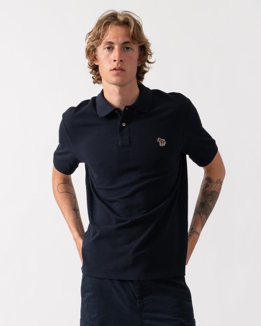 Paul Smith Black Ps Regular Fit Short Sleeve Cotton-Piqué Zebra Logo Polo Shirt for men