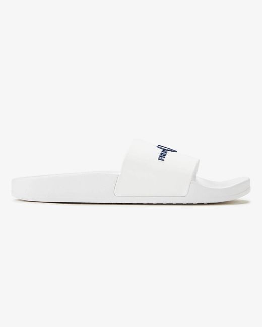 Fred Perry White Branded Slider for men